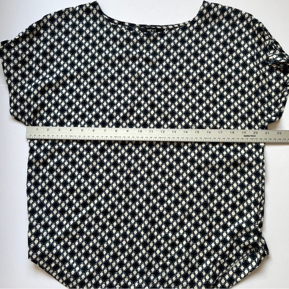 Next UK Printed Blouse Top Short Sleeve Shirt Polka Dot Geometric Pattern Sz 10 - Picture 7 of 14